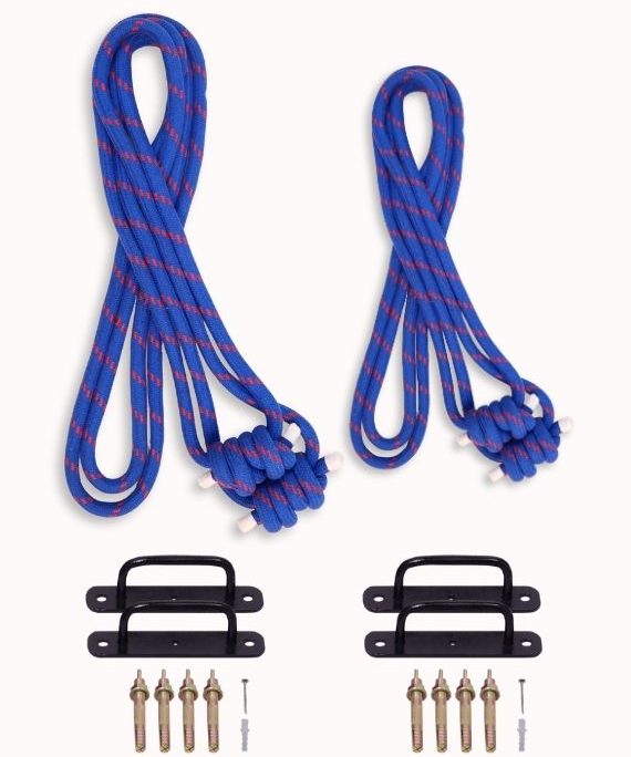 Yoga Wall Ropes 2pairs (Long & Small) & 2pairs Wall Hooks Set